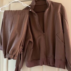 Women's Brown Jacket and Pants Set